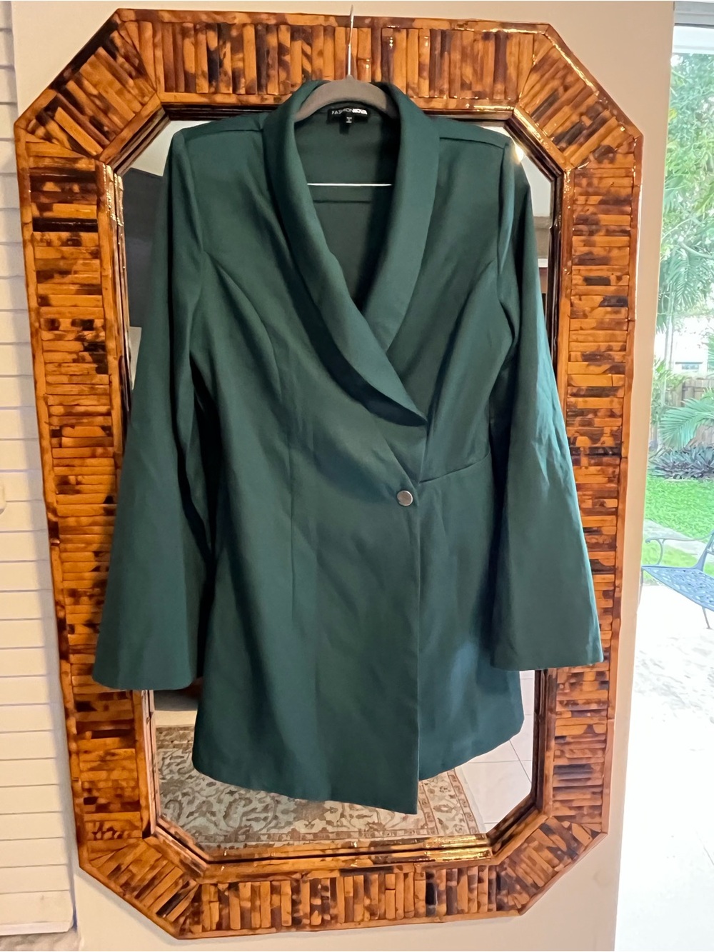 Fashion Nova Dark Green Shawl Collar Blazer